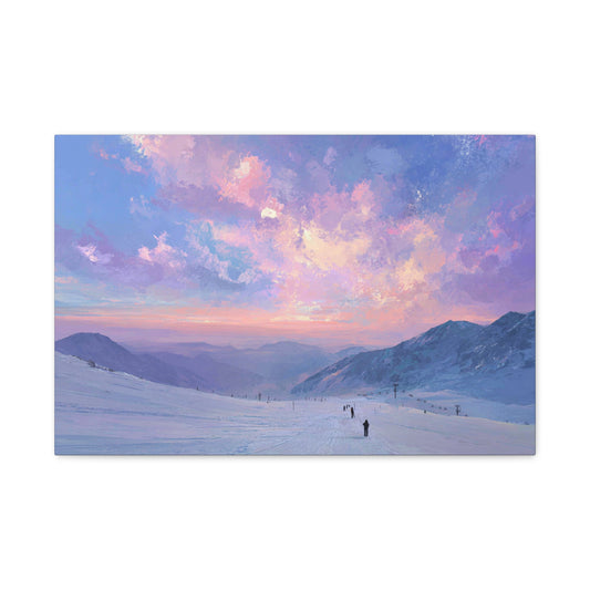 Canvas Art - Skiing Last Run of the Day Landscape