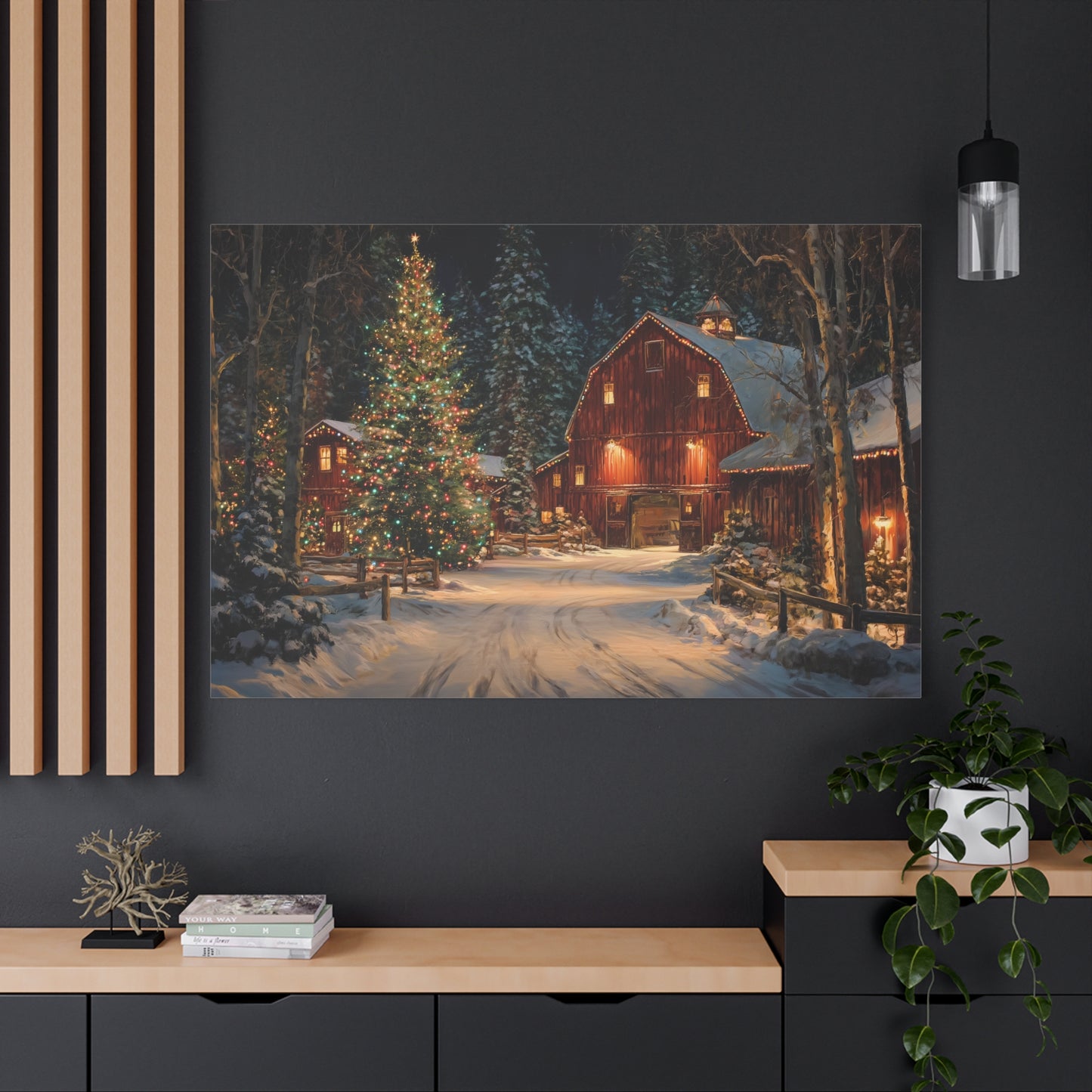 Christmas Barn Scene Canvas