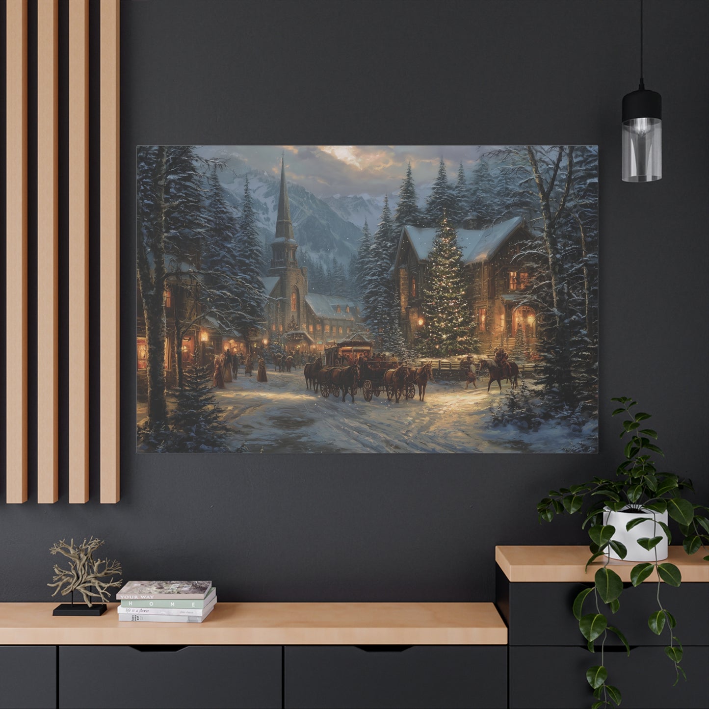 Christmas Village Winter Scene Matte Stretched Canvas (1.25")