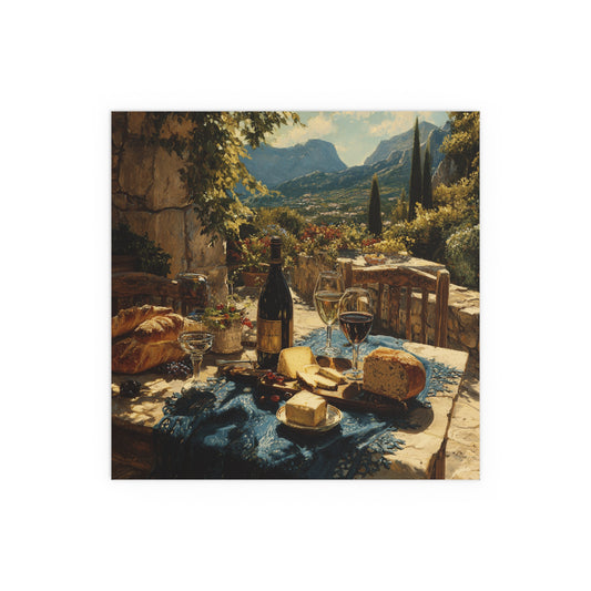 Mediterranean Vineyard Table Landscape - Silk Paper Print