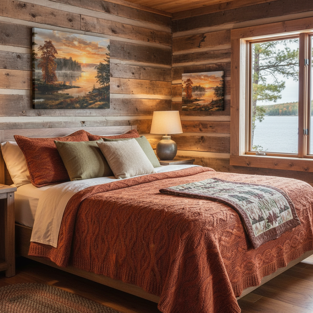 Small Autumn Sunrise Cabin Mockup