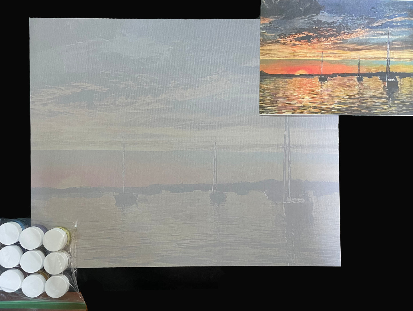 Each Kit comes with the canves, pre gessoed adhered to a cardboard backing to keep it rigid