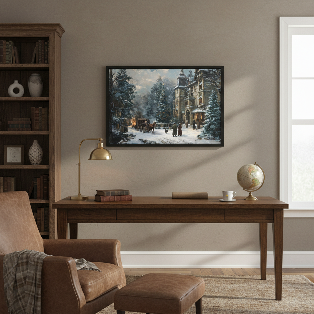 Victorian Winter Street - Home Office Mockup