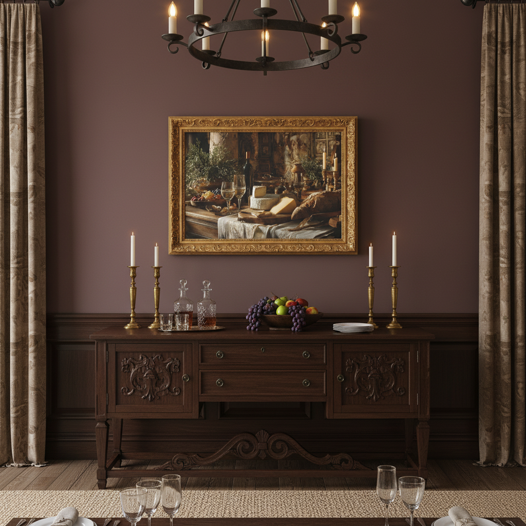 Vintage Still Life Feast on Dining Room Wall