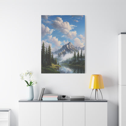 Mountain Lake Canvas Print — Serene Alpine Landscape Wall Art