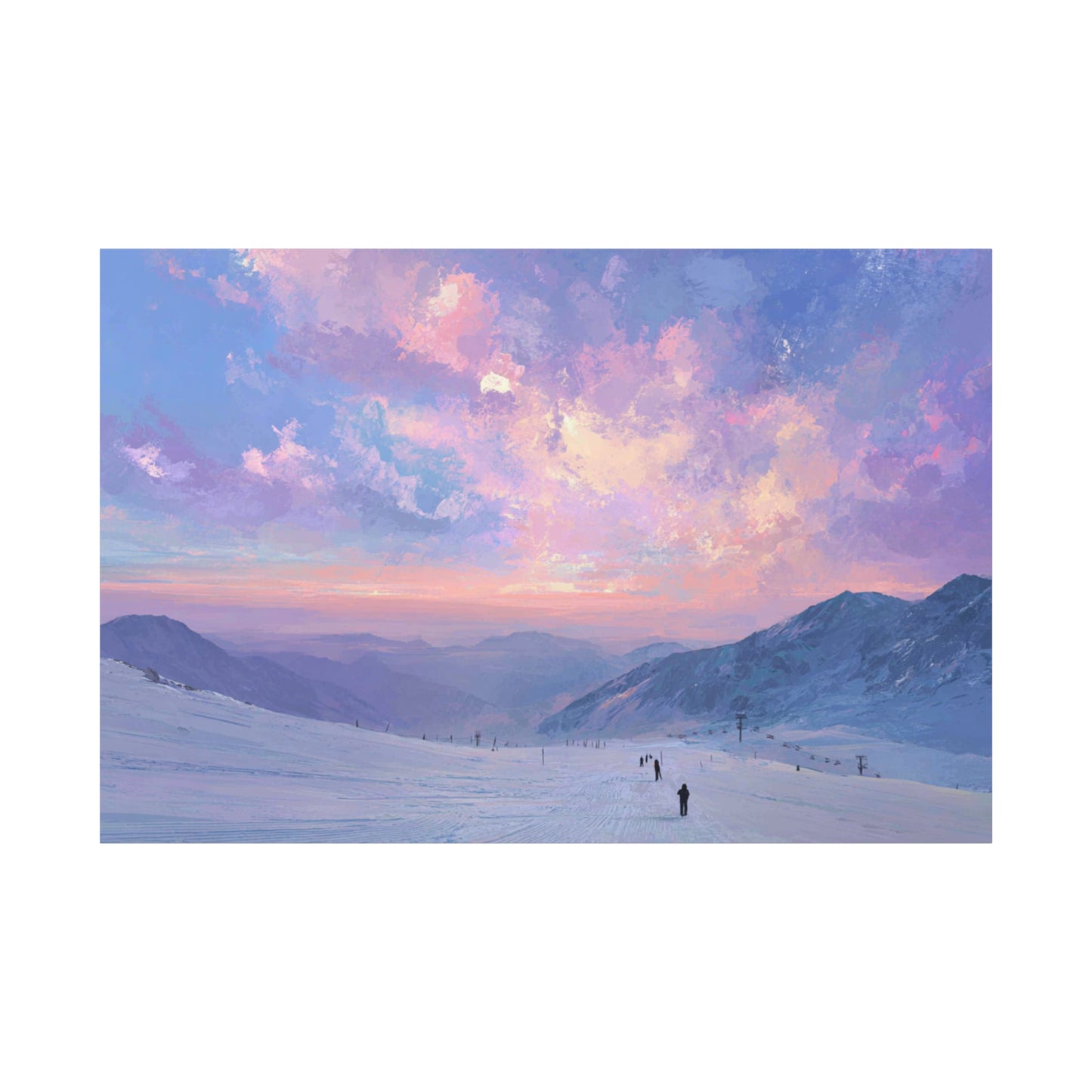 Canvas Art - Skiing Last Run of the Day Landscape