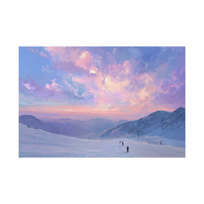 Canvas Art - Skiing Last Run of the Day Landscape