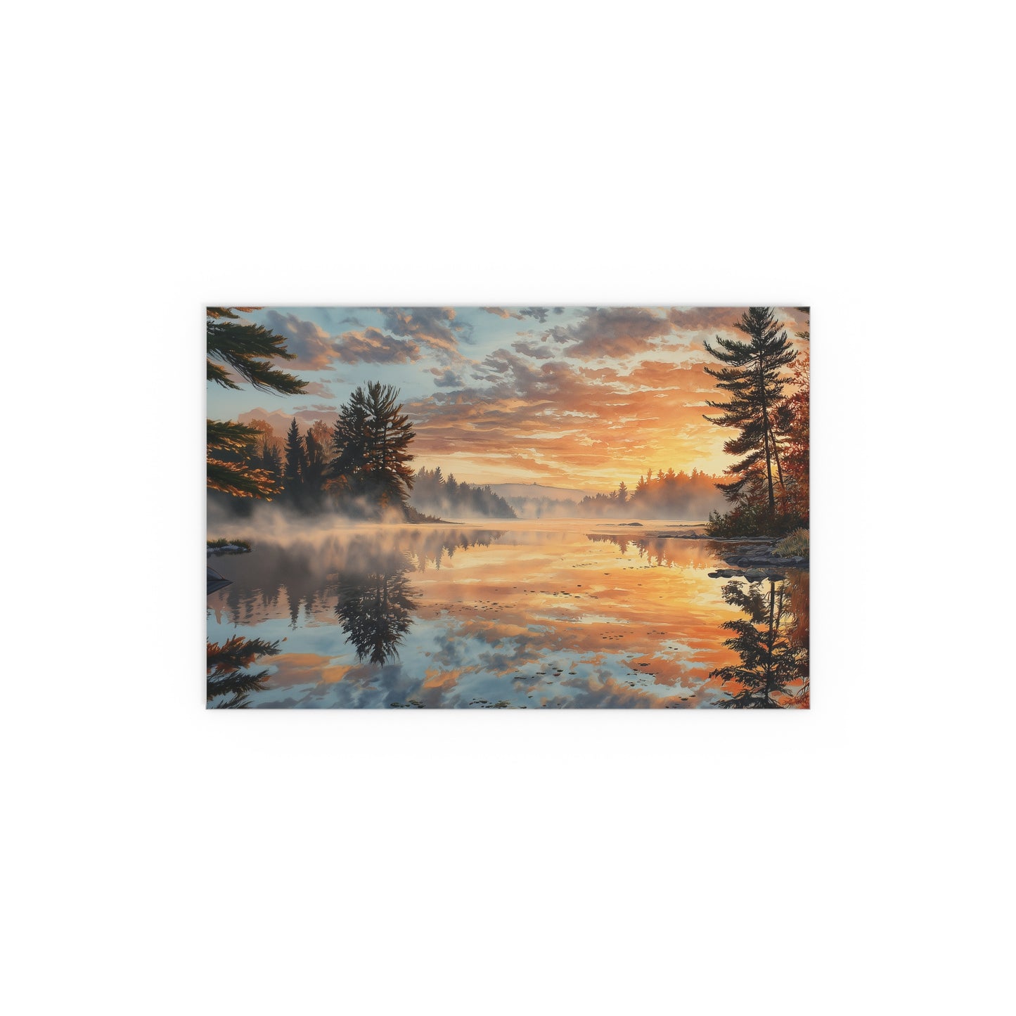 Autumn Lakeside Sunrise - Silk Paper Print