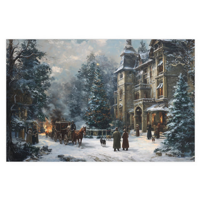 Victorian Winter Street Silk Paper Print — Indoor & Outdoor Decorative Print
