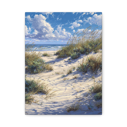 Coastal Dune Beach Vertical Canvas Print — Serene Seaside Wall Art