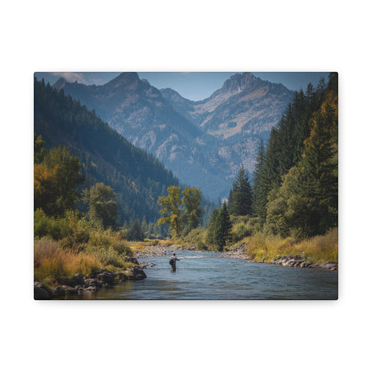 Canvas Art - Mountain Stream Fly Fishing