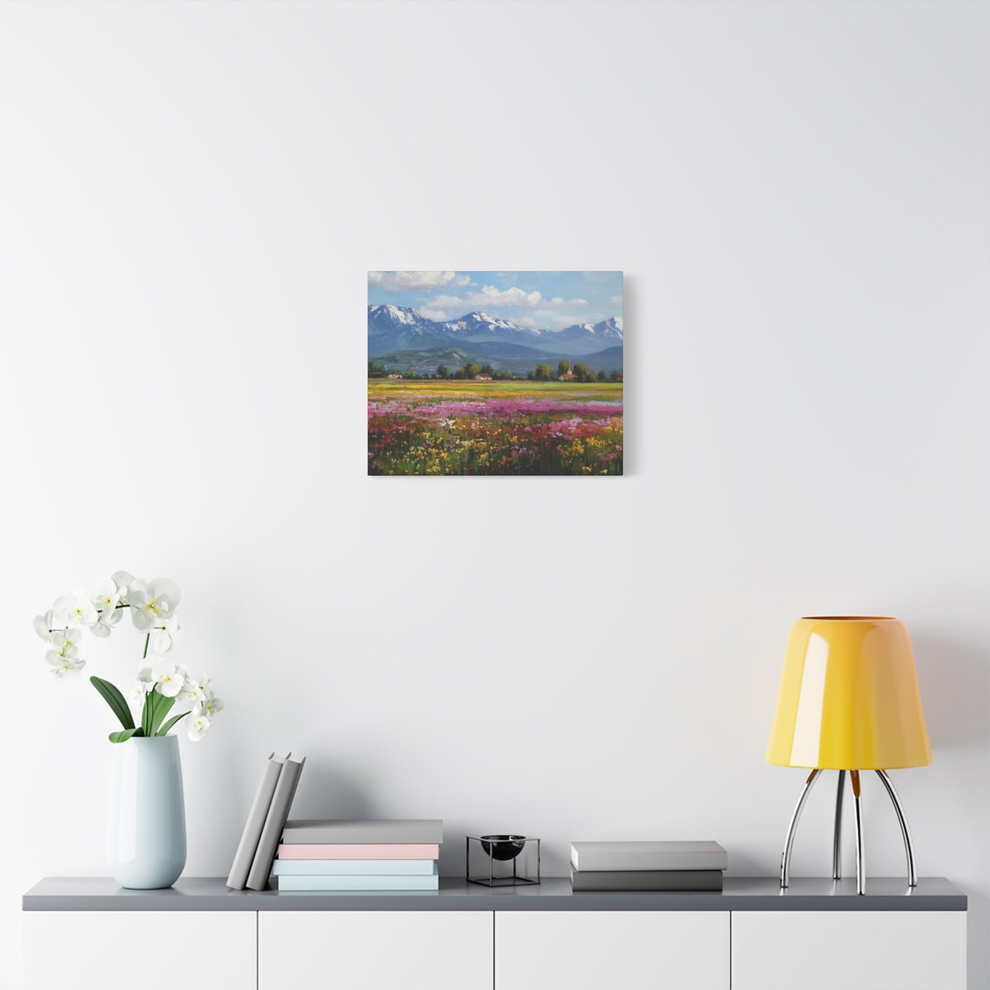 Canvas Print - Impressionist Mountain Landscape with Flowers