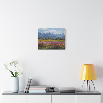 Canvas Print - Impressionist Mountain Landscape with Flowers
