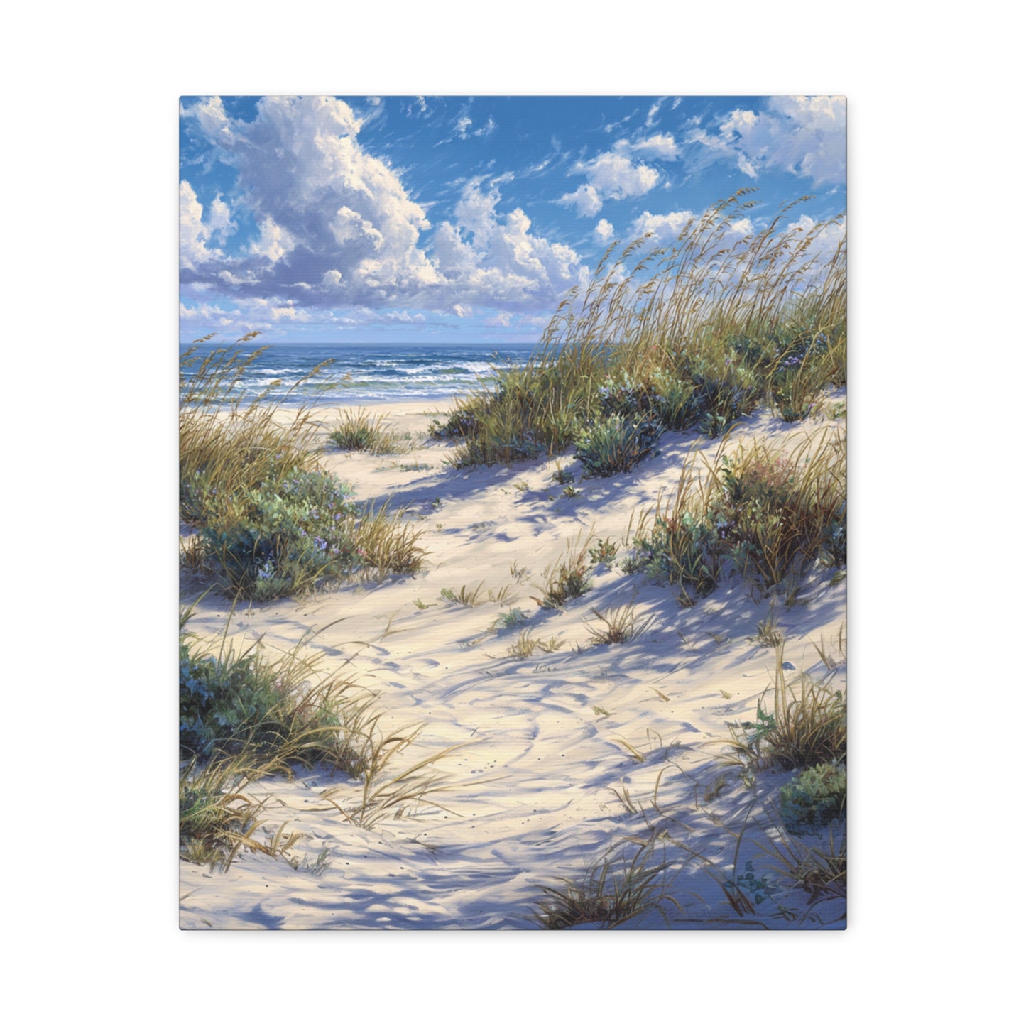 Coastal Dune Beach Vertical Canvas Print — Serene Seaside Wall Art