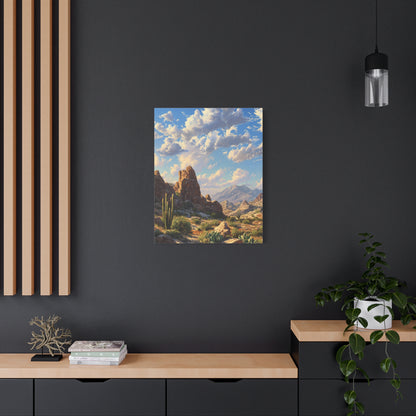 Desert Sunrise Landscape Vertical Canvas Print — Serene Southwest Wall Art