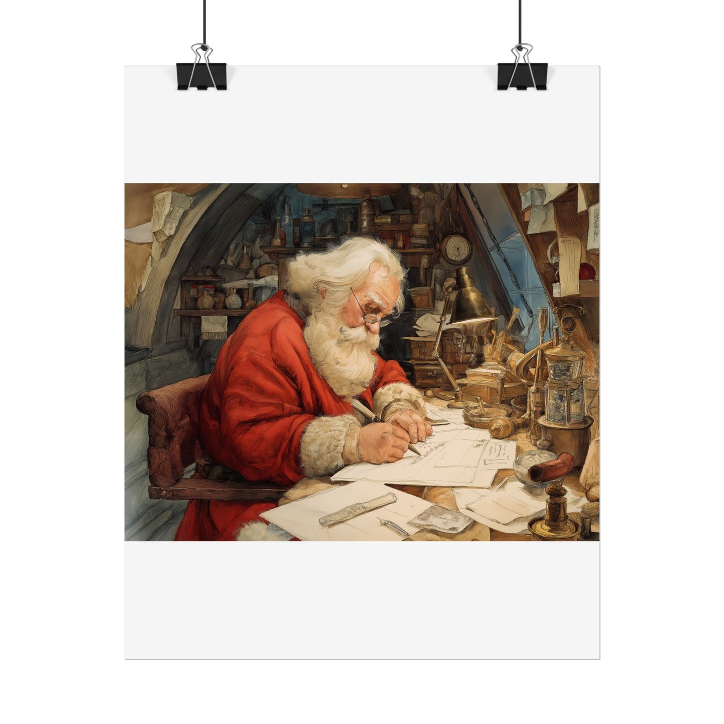 Rolled Poster - Santa Workshop Whimsical Holiday Decor