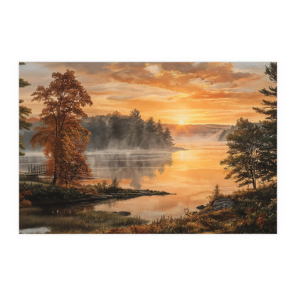 Autumn Sunrise Lake - Silk Paper Print