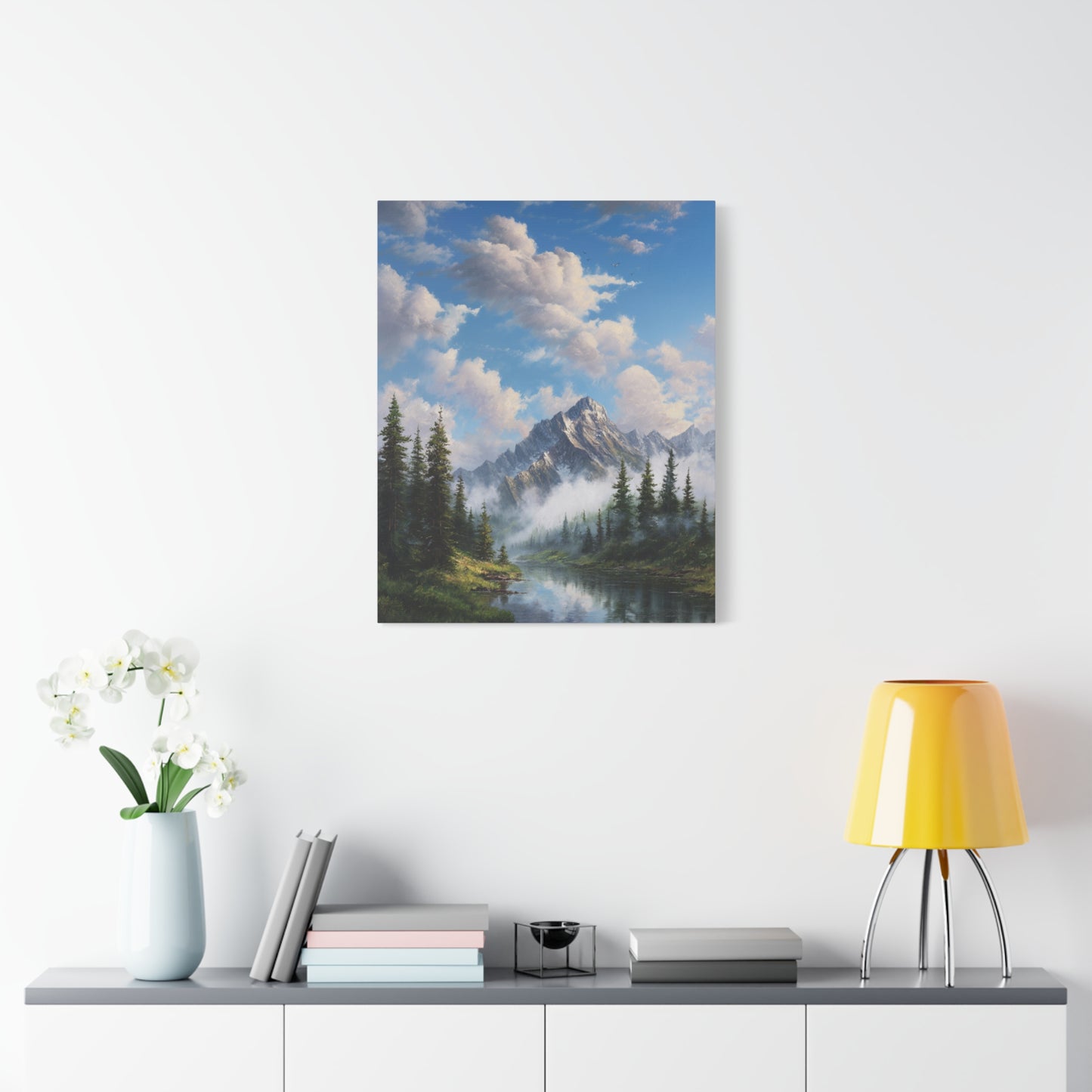 Mountain Lake Canvas Print — Serene Alpine Landscape Wall Art