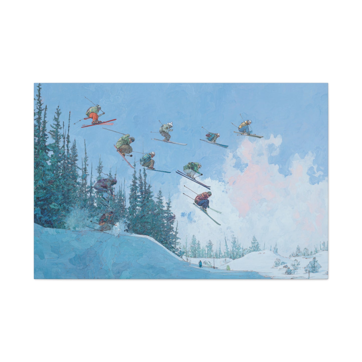 Canvas Print, Skiers Delight Jump Sequence Matte Wall Art, Skiers Gift, Skiing Decor, Winter Sports Poster, Ski Lodge Decoration