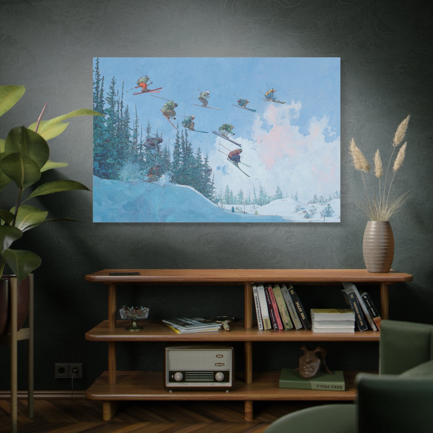 Canvas Print, Skiers Delight Jump Sequence Matte Wall Art, Skiers Gift, Skiing Decor, Winter Sports Poster, Ski Lodge Decoration