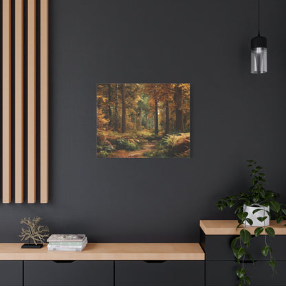 Autumn Forest Path Matte Canvas Wall Art — Stretched 1.25"