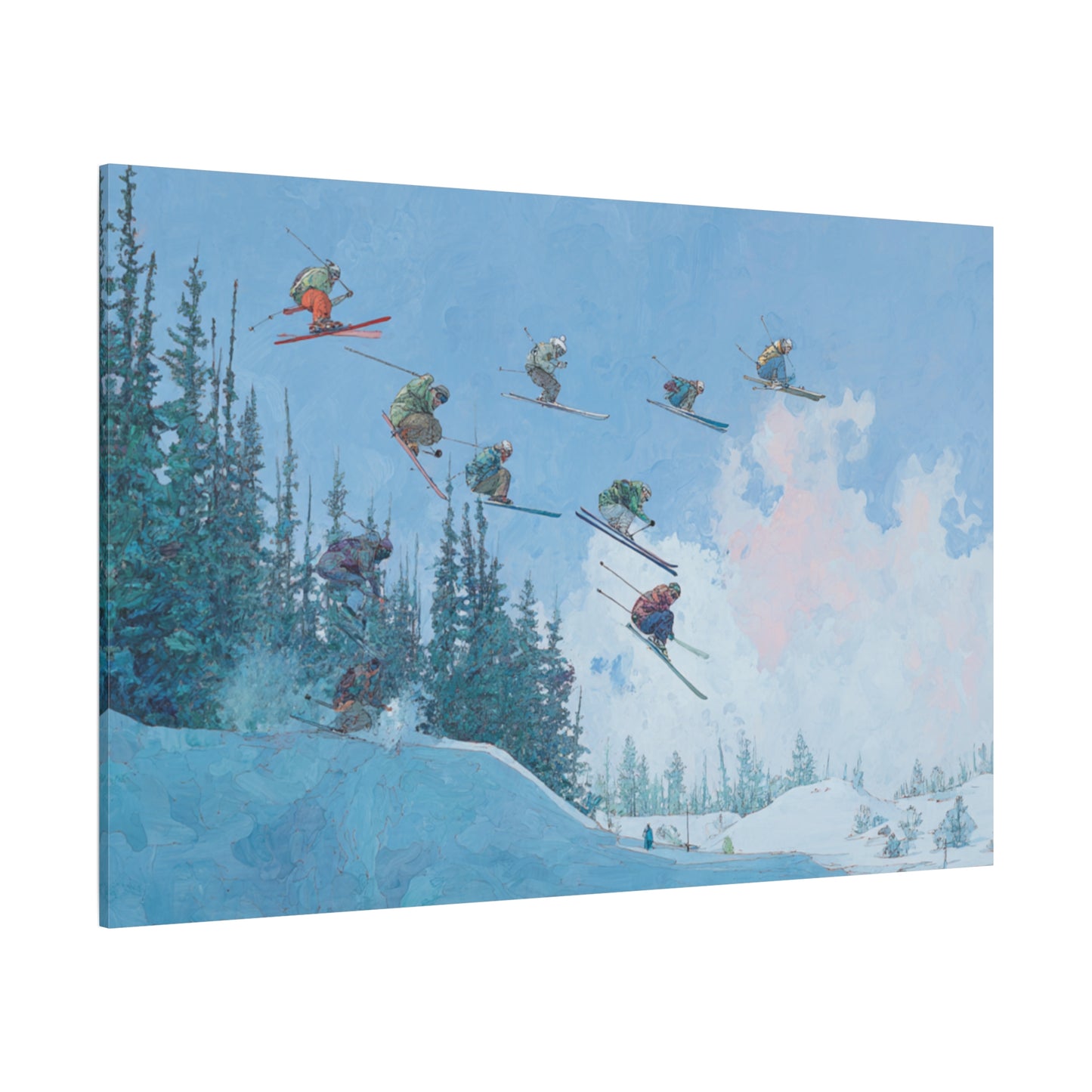 Canvas Print, Skiers Delight Jump Sequence Matte Wall Art, Skiers Gift, Skiing Decor, Winter Sports Poster, Ski Lodge Decoration