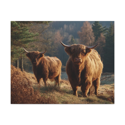 Highland Cattle Matte Canvas Print — Rustic Farmhouse Wall Art