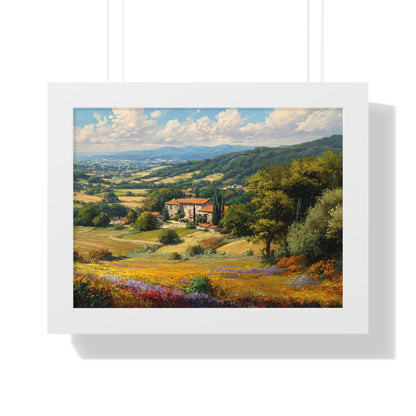 Tuscan Countryside Landscape Wall Art - Framed Art Print