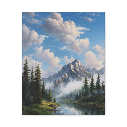 Mountain Lake Canvas Print — Serene Alpine Landscape Wall Art
