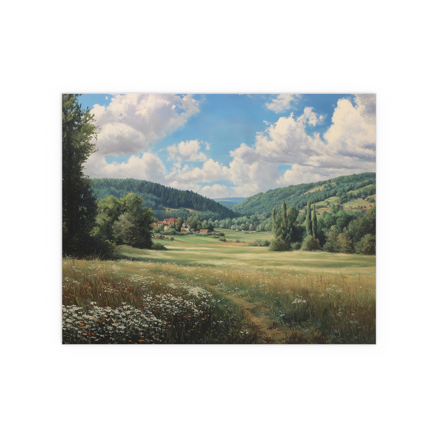 French Countryside Meadow — Silk Paper Print