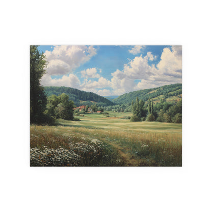 French Countryside Meadow — Silk Paper Print