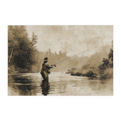 Vintage Fly Fishing - Silk Paper Print