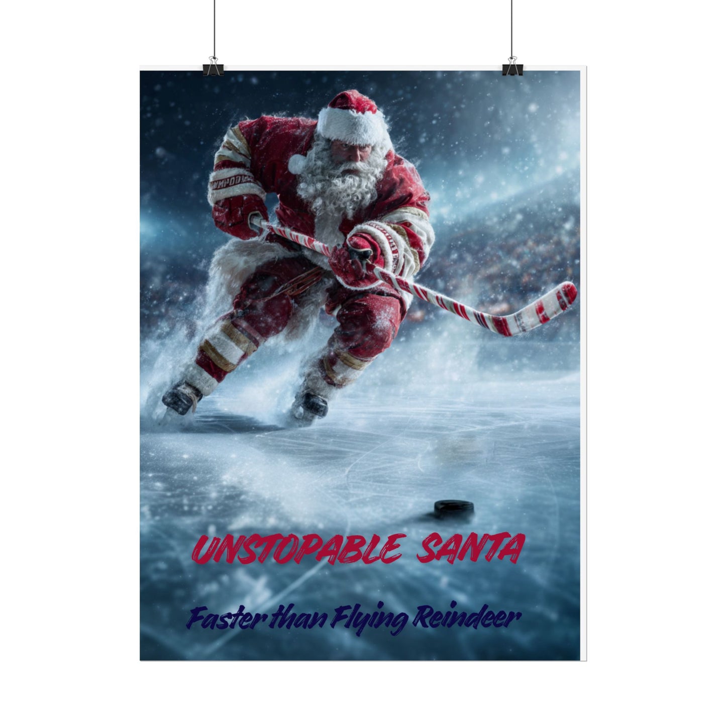 Santa Hockey Poster