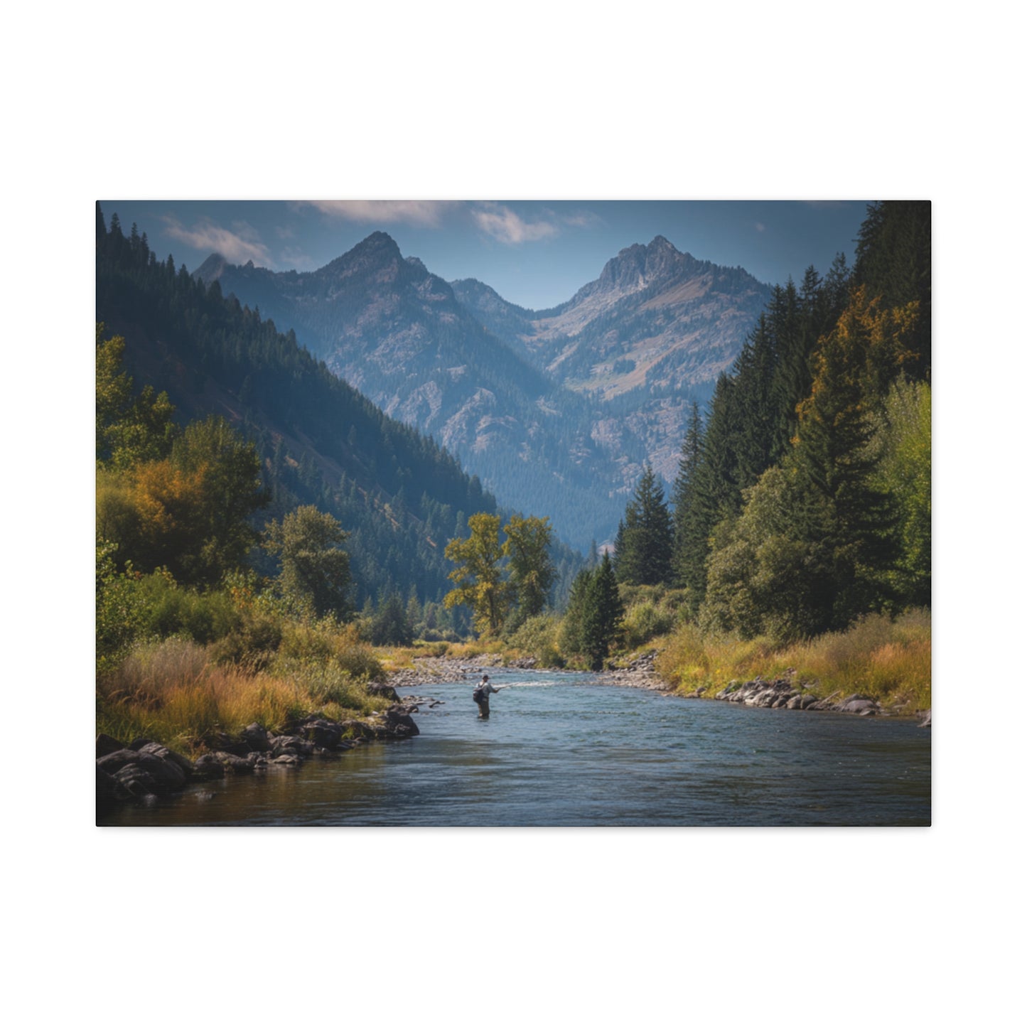 Canvas Art - Mountain Stream Fly Fishing