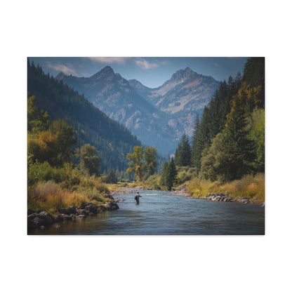 Canvas Art - Mountain Stream Fly Fishing