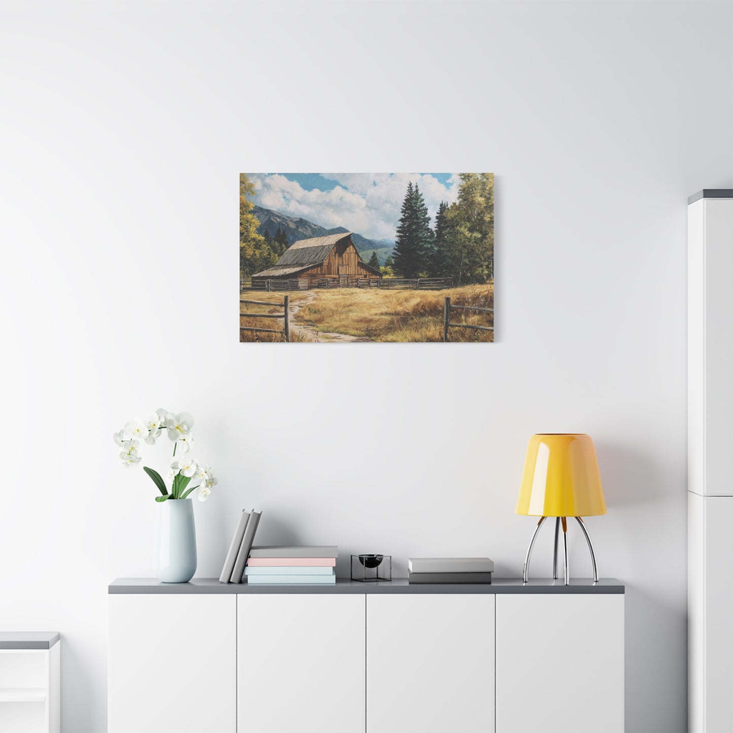 Rustic Barn Canvas Wall Art — Country Landscape Matte Stretched Print