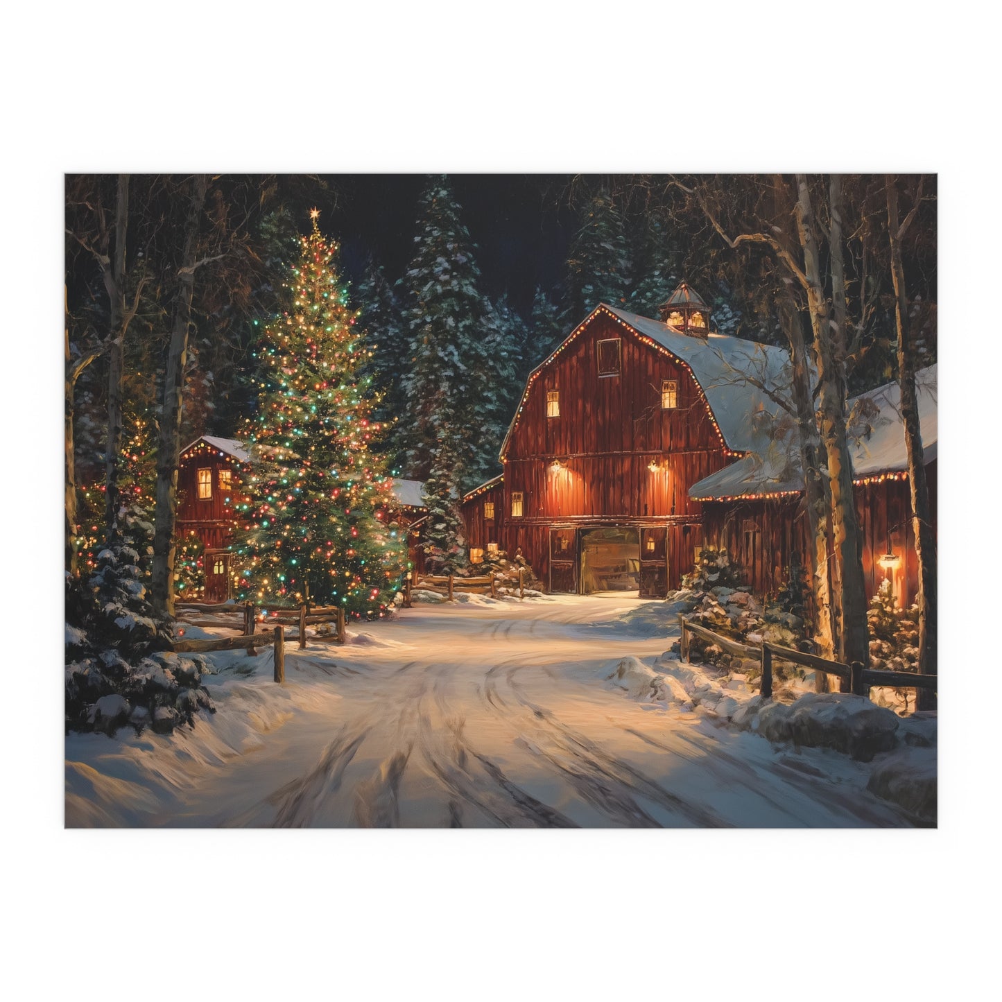 Christmas Barn Scene Silk Paper