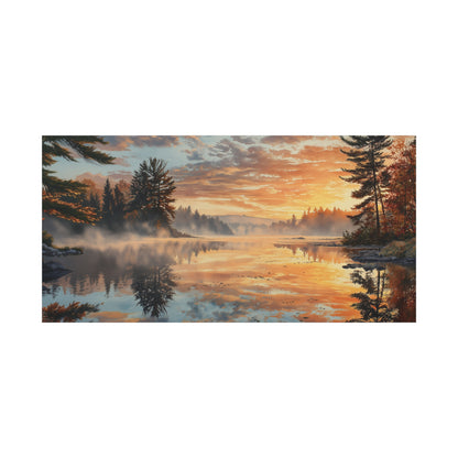Autumn Lakeside Sunrise Canvas — Matte Stretched Wall Art