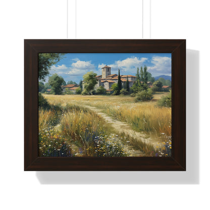 Rustic Countryside Landscape Wall Art - Framed Print for Farmhouse & Living Room