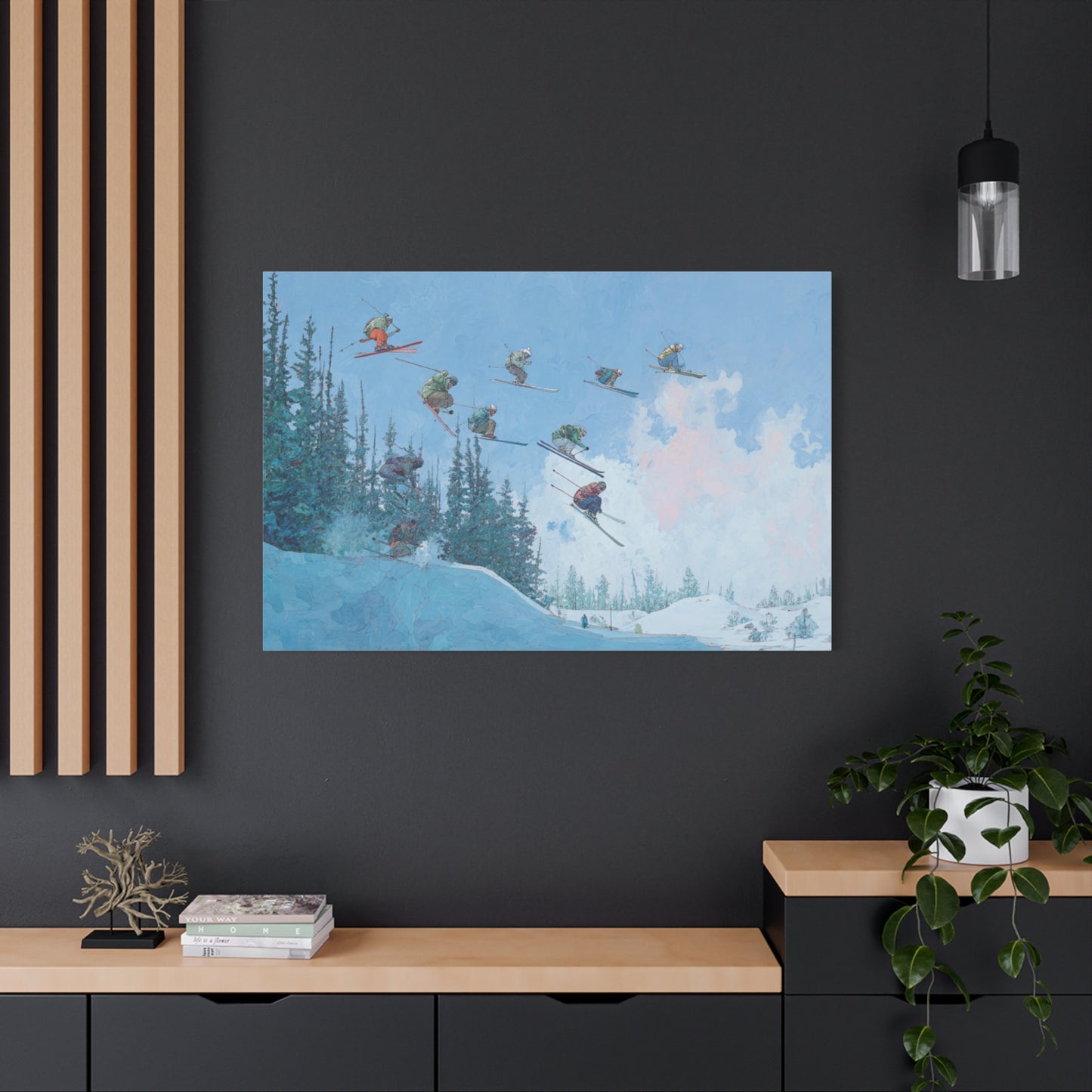 Canvas Print, Skiers Delight Jump Sequence Matte Wall Art, Skiers Gift, Skiing Decor, Winter Sports Poster, Ski Lodge Decoration