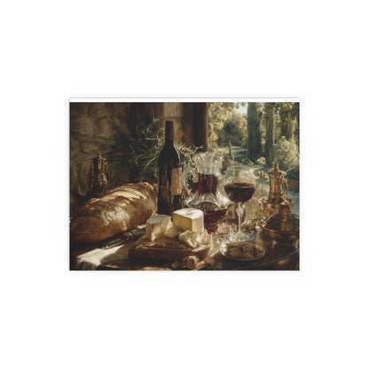 Vintage Still Life Bread Wine Cheese - Silk Paper Print