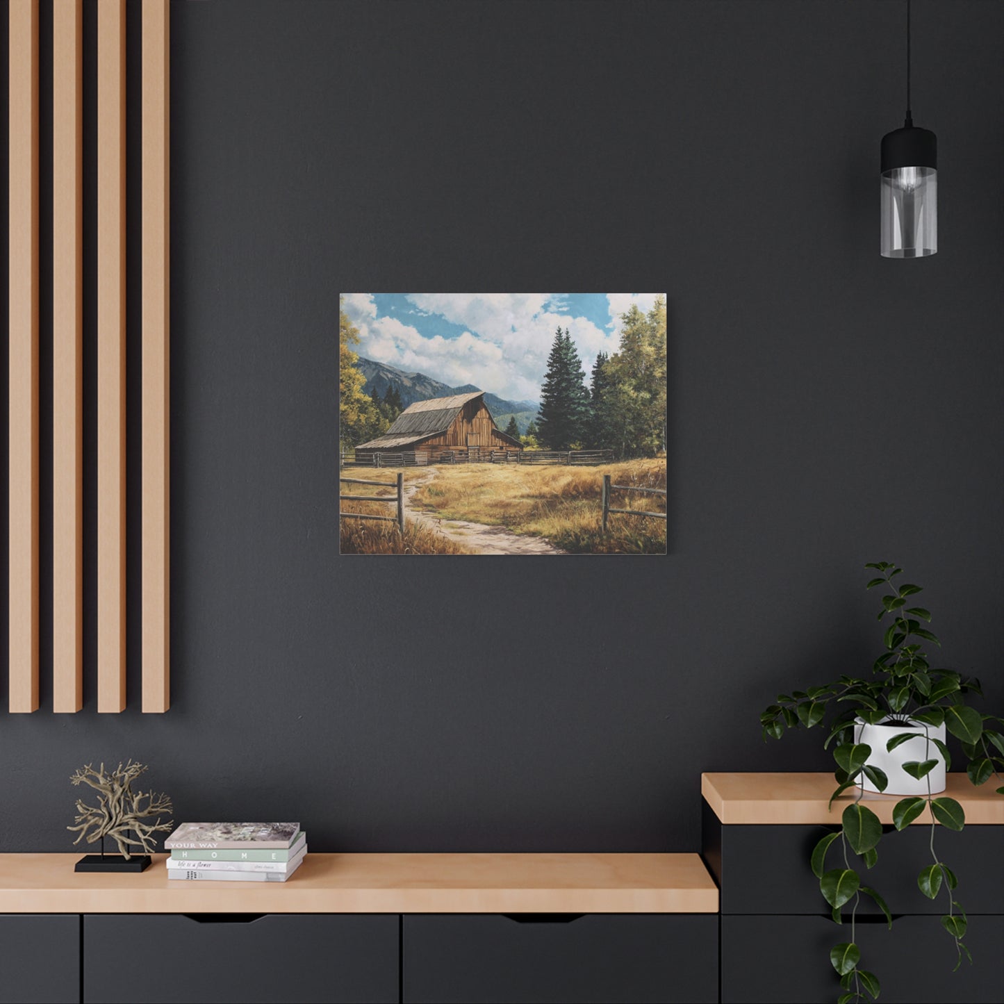 Rustic Barn Canvas Wall Art — Country Landscape Matte Stretched Print