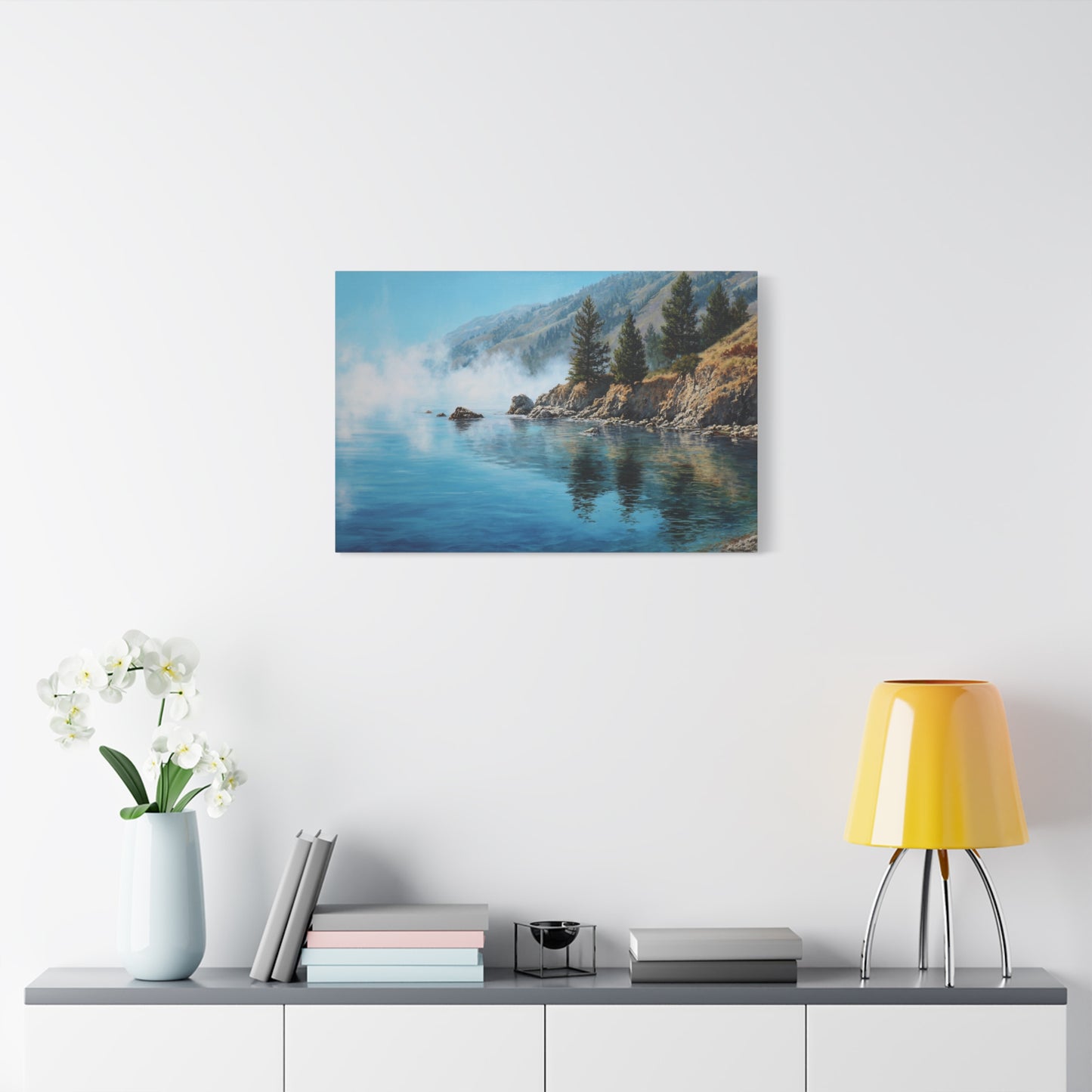 Coastal Mist Canvas Print — Tranquil Seaside Landscape Wall Art