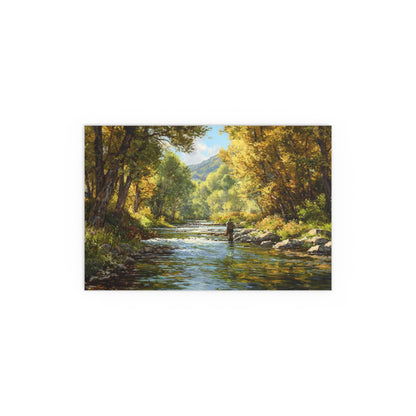 Autumn River Fly Fishing - Silk Paper Print