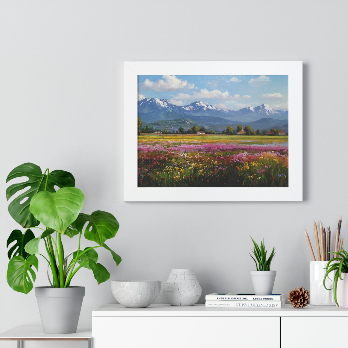 Framed Landscape Print — French Mountain Meadow Wall Art