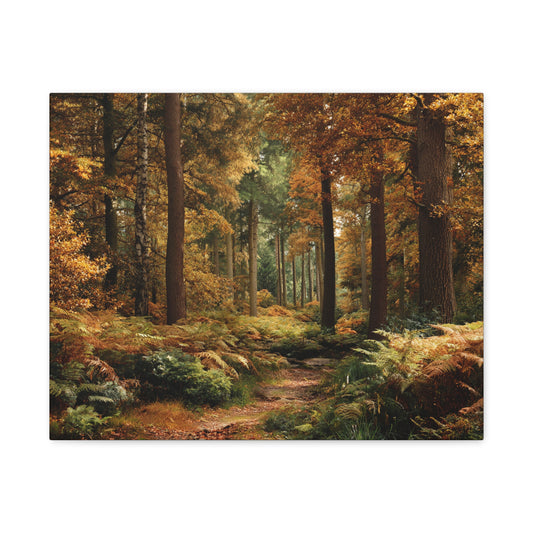 Autumn Forest Path Matte Canvas Wall Art — Stretched 1.25"