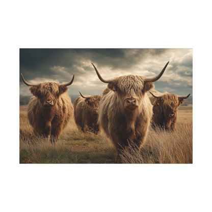 Highland Cattle Canvas Print — Majestic Bull Herd Wall Art