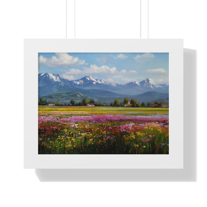 Framed Landscape Print — French Mountain Meadow Wall Art