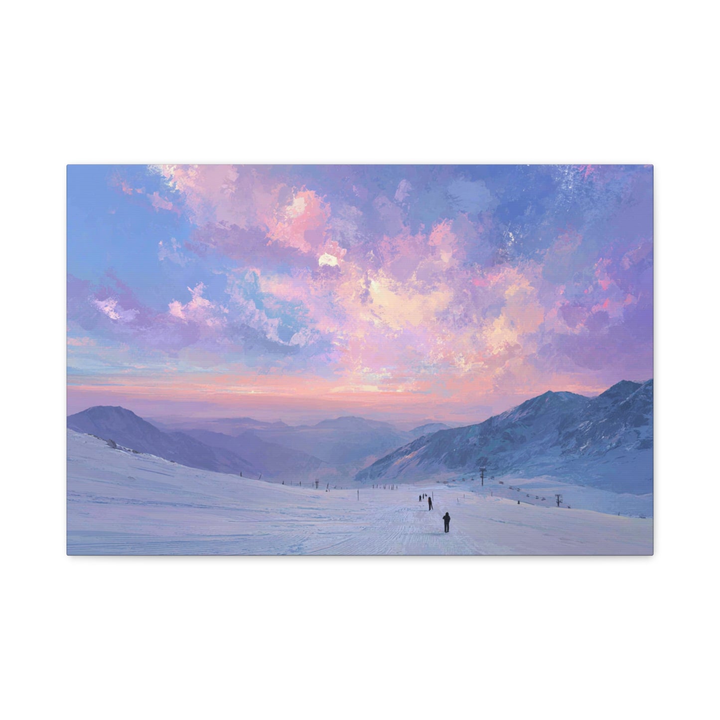 Canvas Art - Skiing Last Run of the Day Landscape