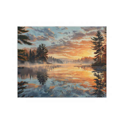 Autumn Lakeside Sunrise - Silk Paper Print